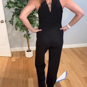Black V-neck jumpsuit